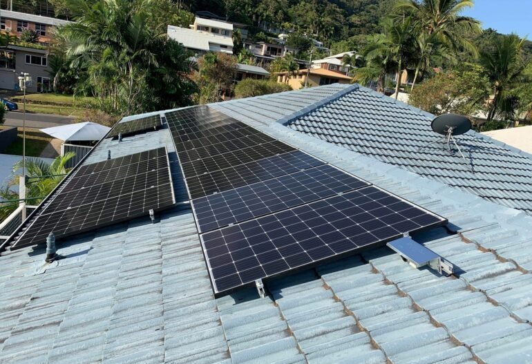 Solar Power: Hielscher Electrical installed solar panels on the roof of a house in Cairns.
