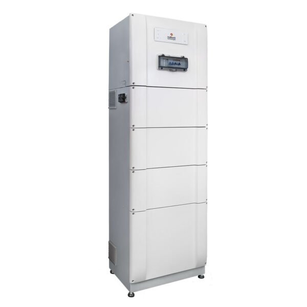 A white cabinet with a door on it, designed to house Redback Smart Battery System SB9600 and Solar Panels.