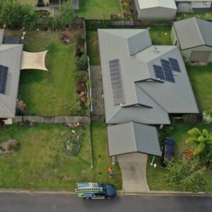 A Cairns house with solar panels on the roof, installed by Hielscher Electrical.