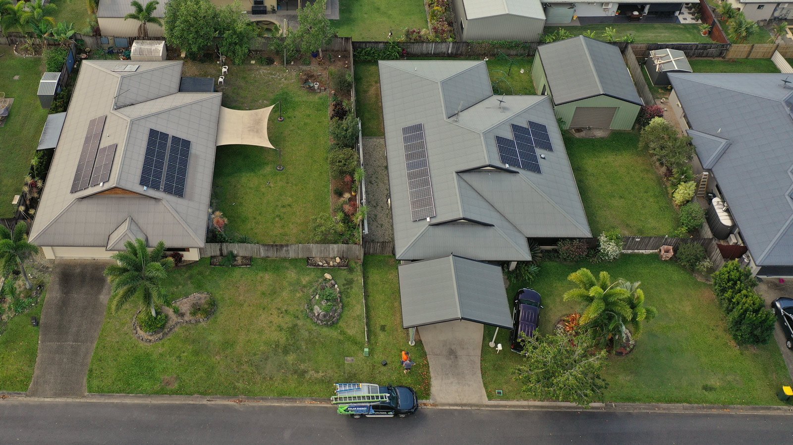 A Cairns house with solar panels on the roof, installed by Hielscher Electrical.