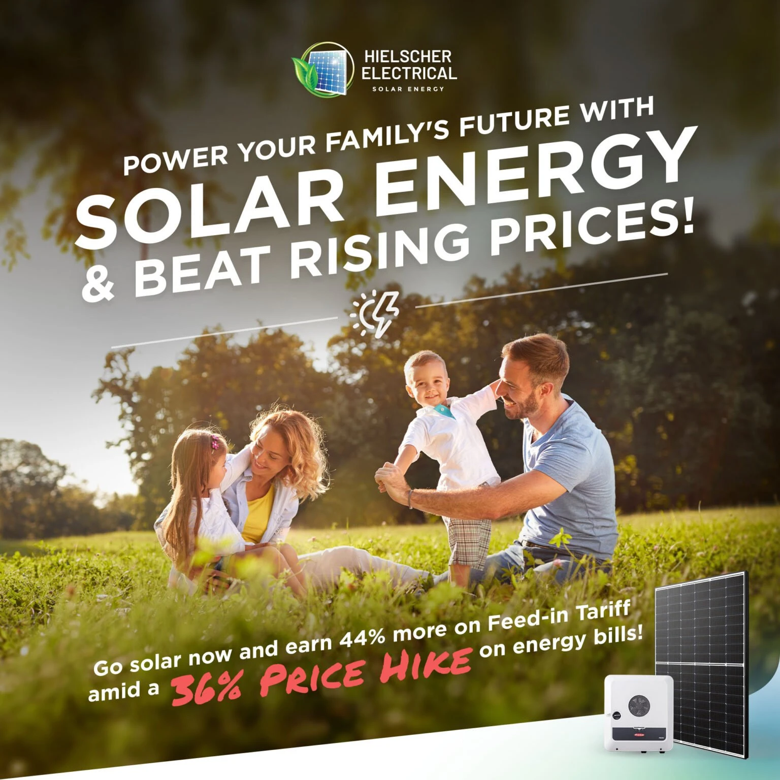 Hielscher Electrical in Cairns offers solar panels to power your family's future and beat rising prices.