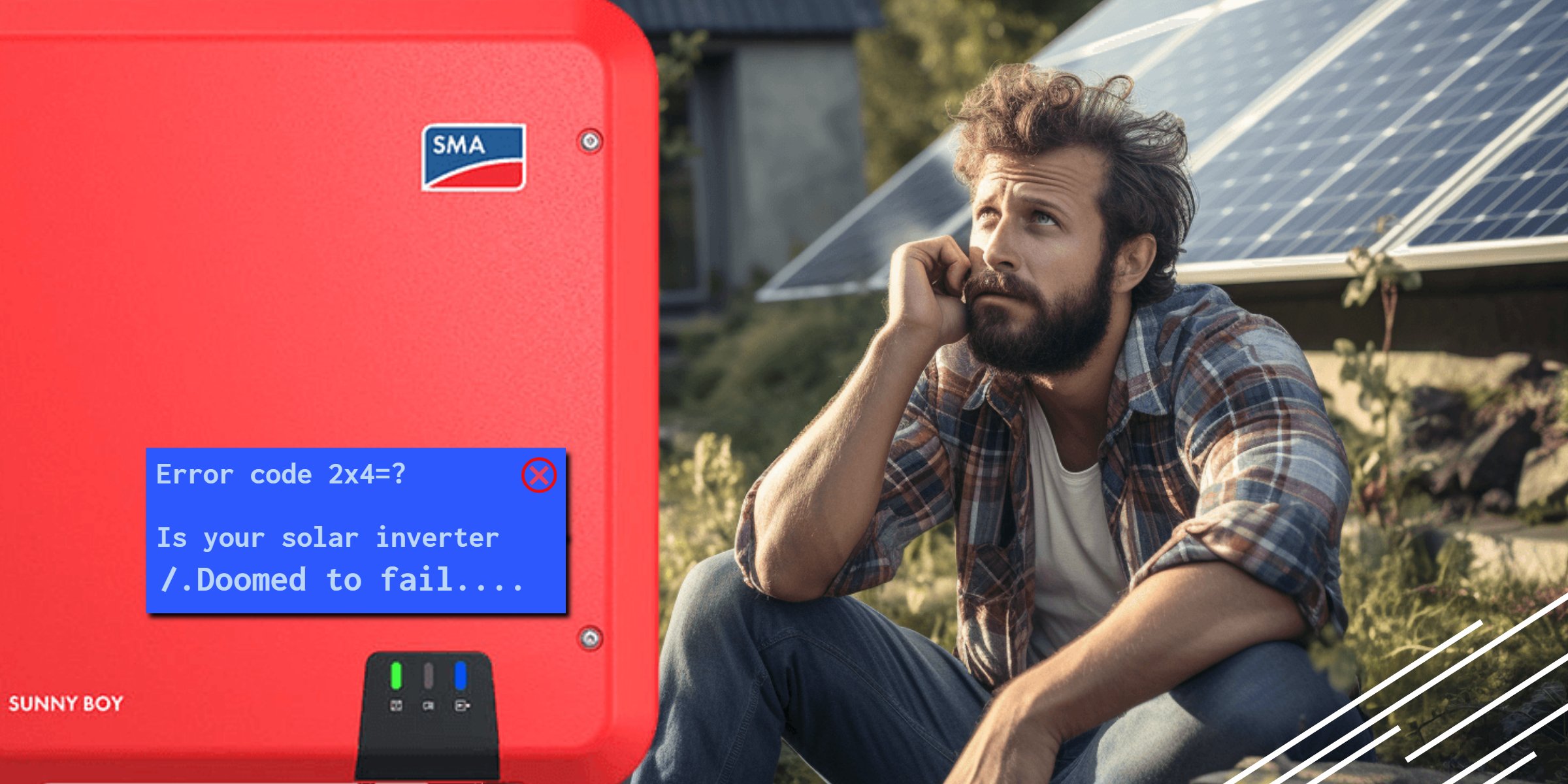 A man is sitting in front of a red solar inverter at Hielscher Electrical in Cairns.