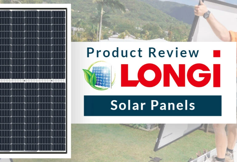 Product Review: LONGi Solar Panels  A man standing next to a LONGi solar panel, sharing his review about its performance and efficiency.