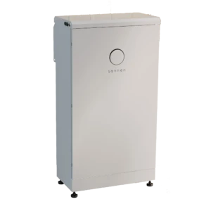 10kWh Sonnen Batterie Evo storage unit standing upright on four black legs, with the company logo centered on the front panel.