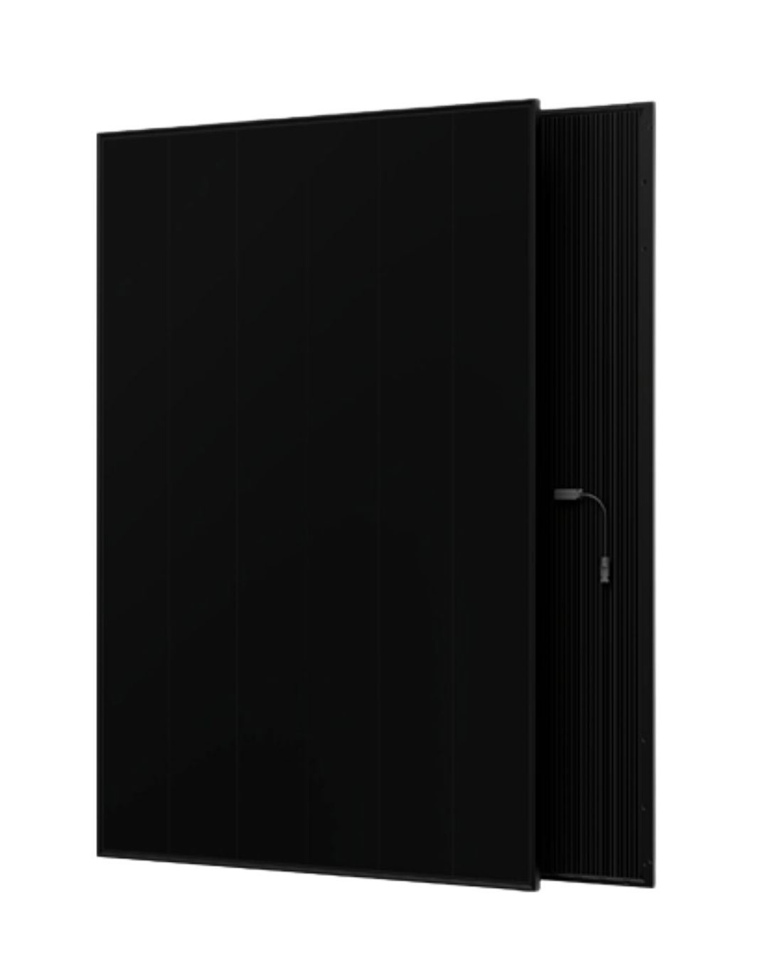 The Infinite Series ABC Gen 3 black rectangular solar panel, angled for detail, is showcased in Cairns with connector cable visible.