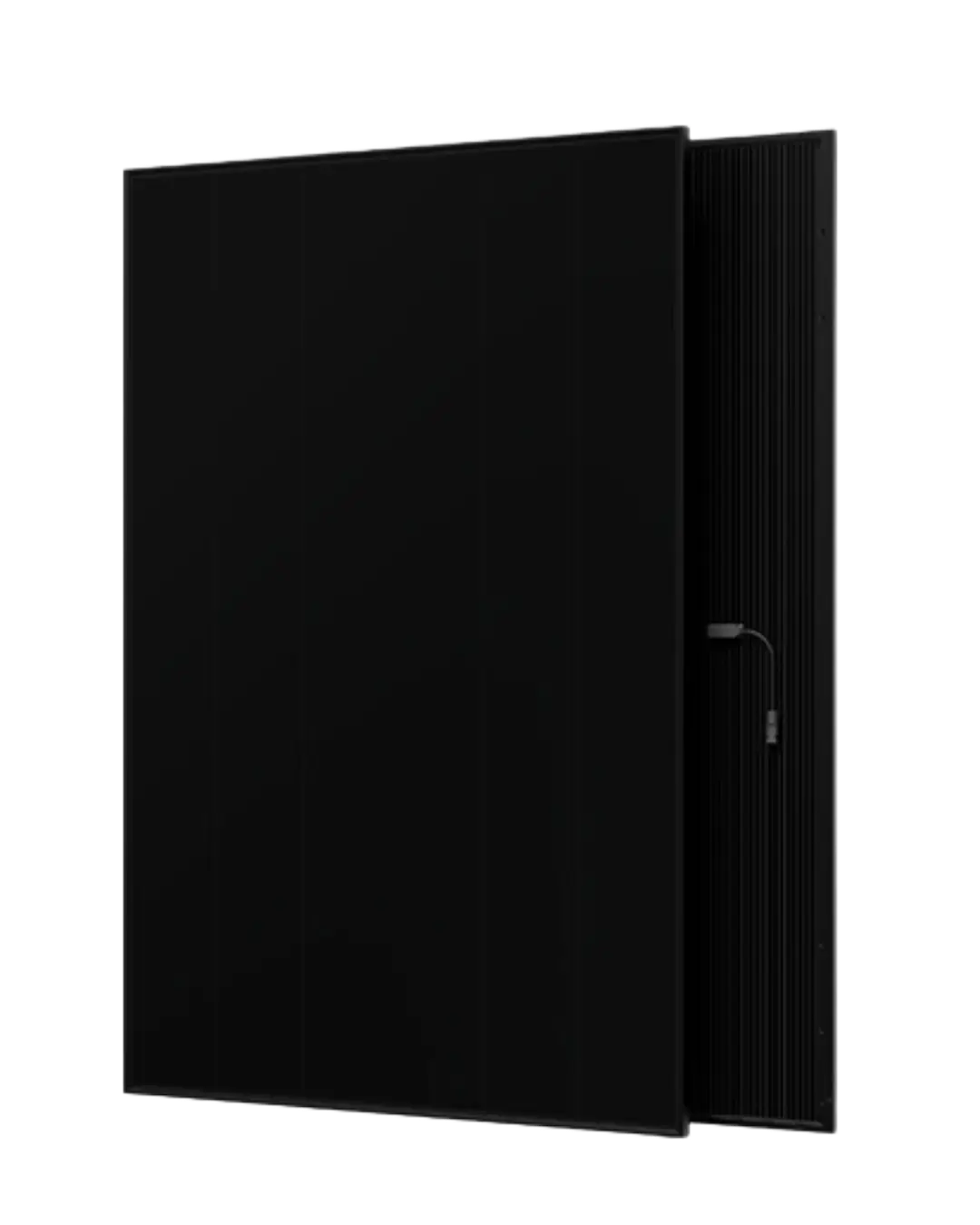 The Infinite Series ABC Gen 3 black rectangular solar panel, angled for detail, is showcased in Cairns with connector cable visible.