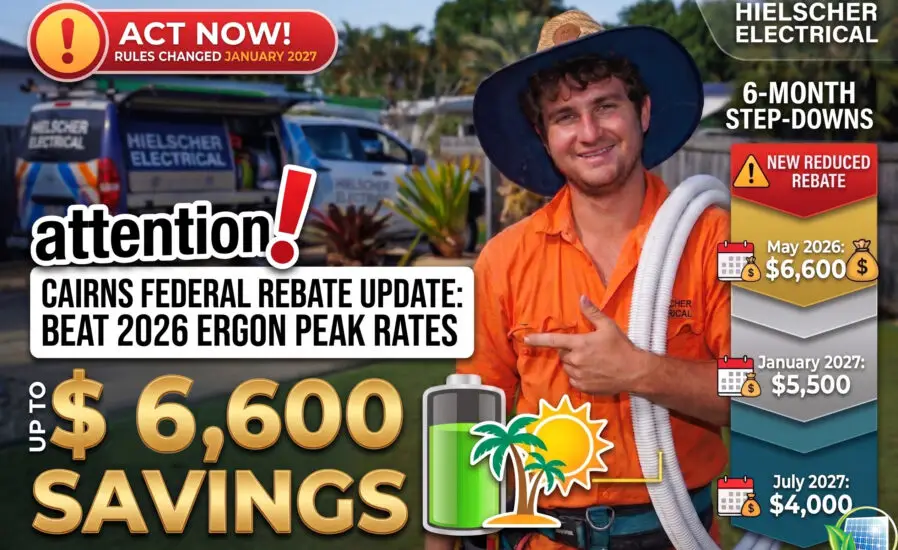 Federal Solar Battery Rebate Cairns 2026 Beat Ergon Peak Rates - Hielscher Electrical