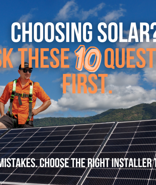 Hielscher Electrical solar installer in Cairns working on a rooftop solar system
