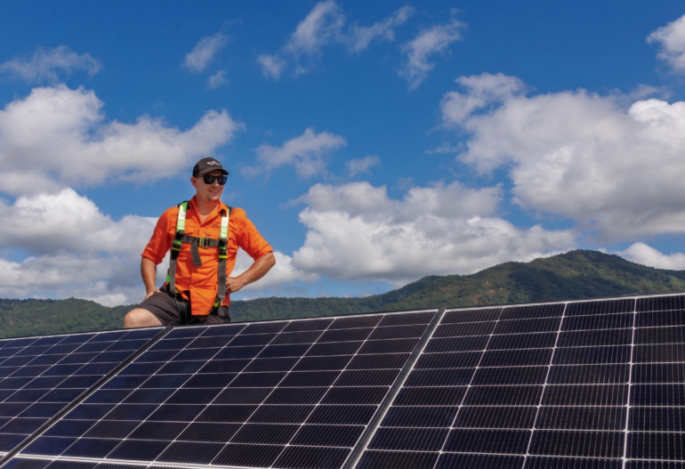 If the featured image shows a Hielscher installer working on a rooftop solar system, I recommend: