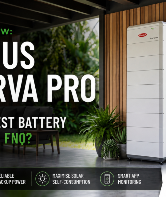 Good, bad and better Fronius battery installation locations showing shade, ventilation and weather protection for Cairns and Far North Queensland.